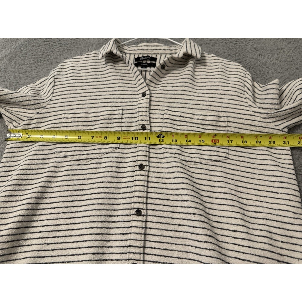 Madewell Slub Flannel Sunday Shirt Size XS Striped Button Shacket - Picture 5 of 7